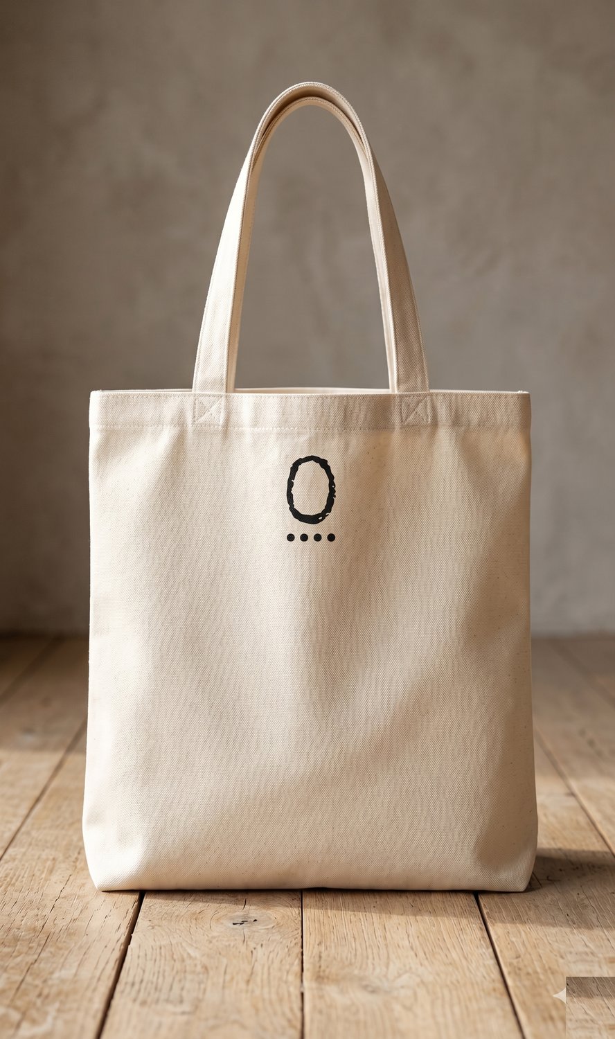 TYP0stet 12oz cotton canvas tote bag in bone, front 0 monogram in ink black